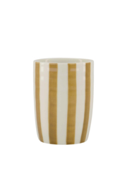 koffiemok streep wit/ oker