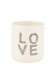 Gerukaars keramiek love wit/zilver