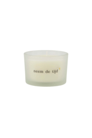 Geurkaars in wikkel 'neem de tijd' wit