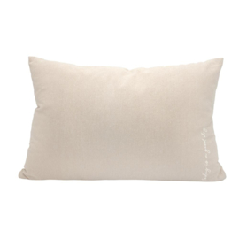 €34.95 Kussen Pax taupe - Vandaag is een goede dag