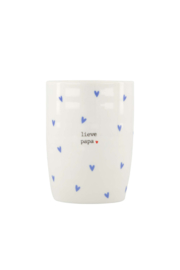 koffiemok hartjes lieve papa blauw/wit