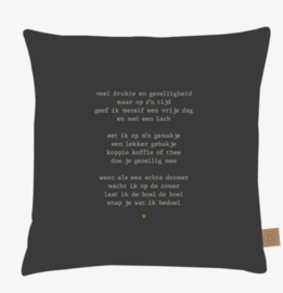 Zusss kussen gedicht gezelligheid 45x45 antracietgrijs