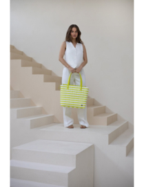 Handed by sunny bright_green_with_pearl_white_stripes|.