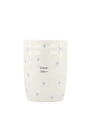 koffiemok hartjes lieve oma wit/lichtblauw