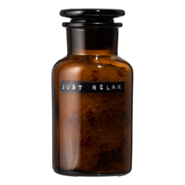 Wellmark Badzout apothekers pot – bruin glas – 250 ml ‘Just relax’