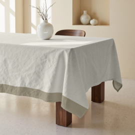 Vlekbestendig tafelkleed 100% katoen- giada beige : afm B155 L200- 300