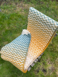€84.95 Schapenwollen plaid zigzag groen-geel