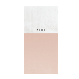 servetten wit/ roze amour