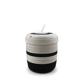 Koba lidded basket-M- black & white 23X21