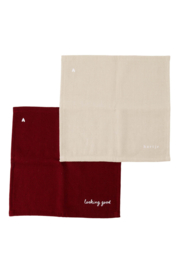 set van 2 vaatdoekjes hartje zand/port