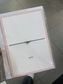 Zusss kaartje met armbandje hartje LIEFS - donkergroen
