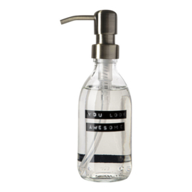 Wellmark Handzeep frisse linnen helder glas messing pomp 250ml 'you look awesome'