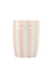 koffiemok streep wit/ roze