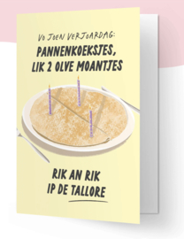 KB  ‘Pannenkoeksjes lik twee alve moantjes, rik an rik ip de tallore‘  dubbelkaart.