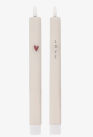 Zusss set van 2 ledkaarsen love/hart zand