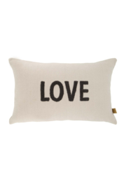 kussen love 50x30cm antracietgrijs/zand