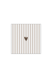 Servetten strepen/ hart 12.5x12.5