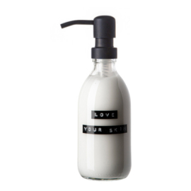 Wellmark Handlotion frisse linnen helder glas zwarte pomp 250ml 'love your skin'