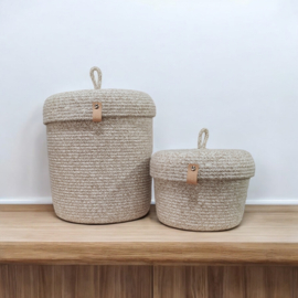 Koba mand met deksel - uni soft boho	Ø 18cm x H 11cm