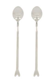 Set van 2 lange lepes hartje zilver