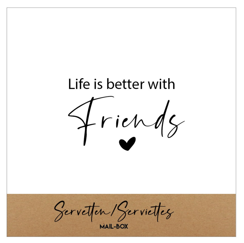Servetten life is better with friends  2,5 op 12,5 cm - 15st
