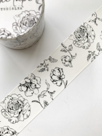 Washi tape Studio Lea -   Vintage Whimsical Flower BLACK