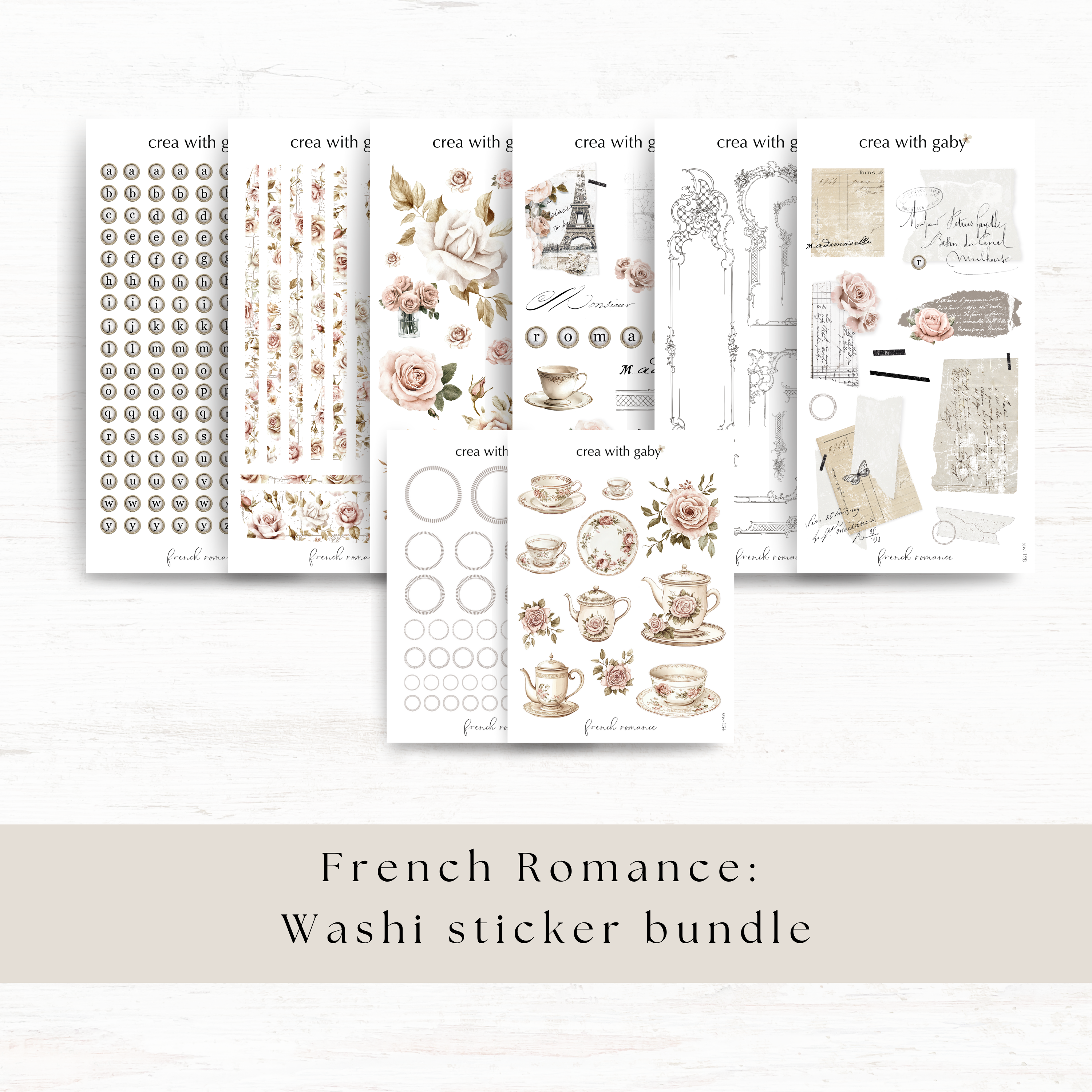 Crea wiht Gaby - Washi sticker - French Romance SETJE