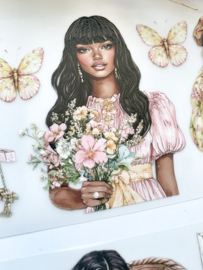 Pink springdag / Daisies denim  Sample 2.5 meter
