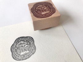 Houten stempel paddenstoel Moris Letter