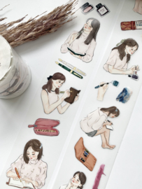 Kiss-cut Pet tape ROL  Fountain Pen Girlie Katkreates
