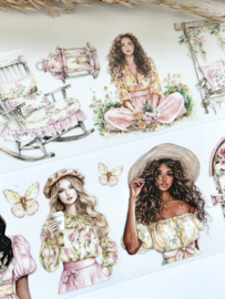 Pink springdag / Daisies denim  Sample 2.5 meter