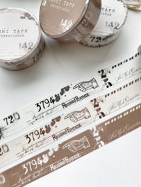 Washi tape Studio Lea - SETJE Vintage Collage Pattern DARK BEIGE WHITE