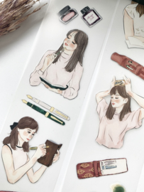 Kiss-cut Pet tape ROL  Fountain Pen Girlie Katkreates