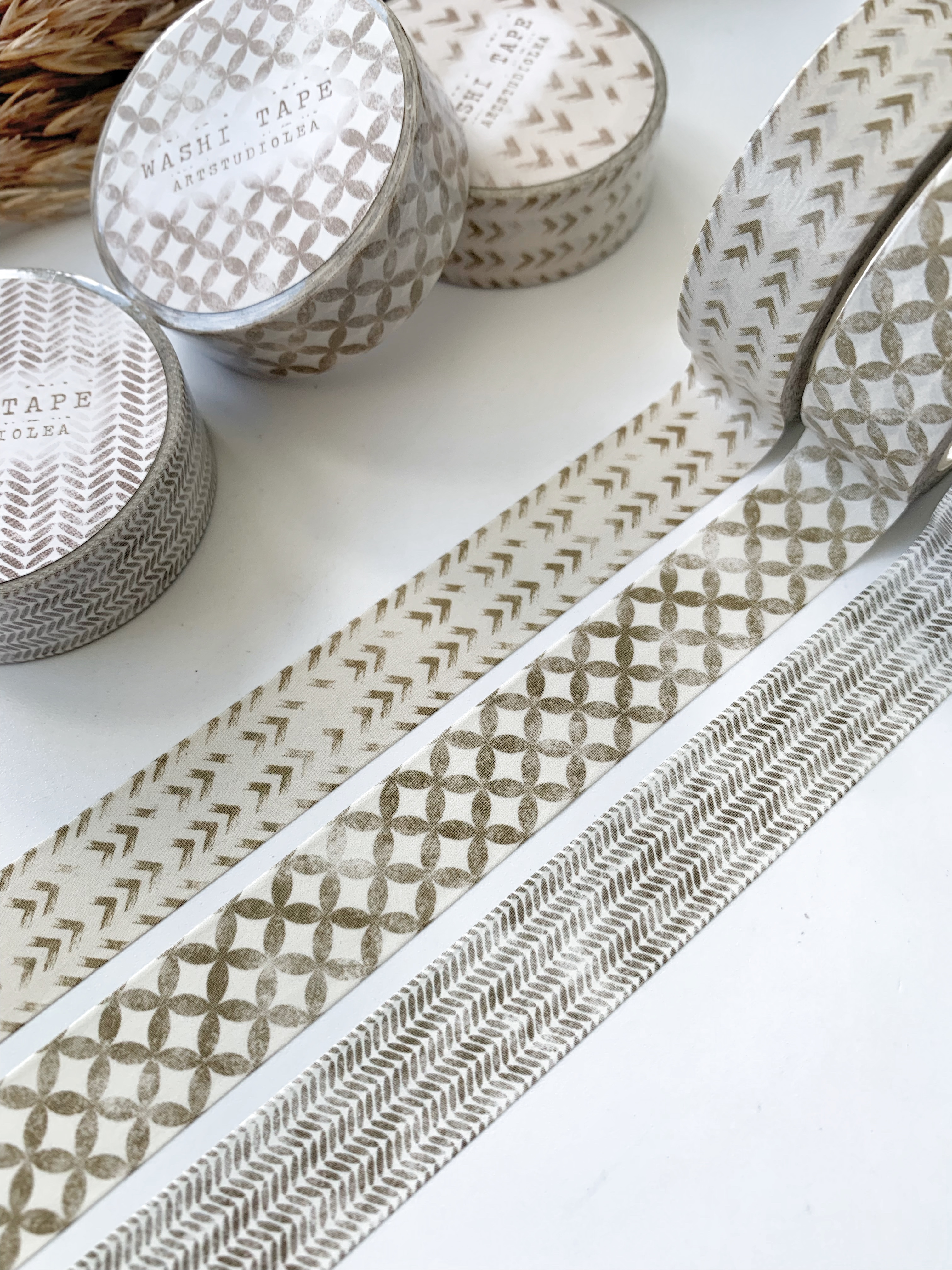 Washi tape Studio Lea -Setje Geometrical patterned zigzag/diamond/leaves