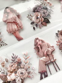 Pet tape Rol Bloemen / Girls Beige