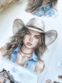 Cowgirl / Girl and spring meadow Sample 2.5 meter