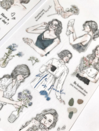 Geschetste meisjes rub-on stickers nummer 2