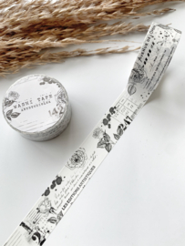 Washi tape Studio Lea - Distressed Rose Vintage WHITE