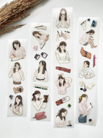 Kiss-cut Pet tape SAMPLE  Fountain Pen Girlie  Katkreates