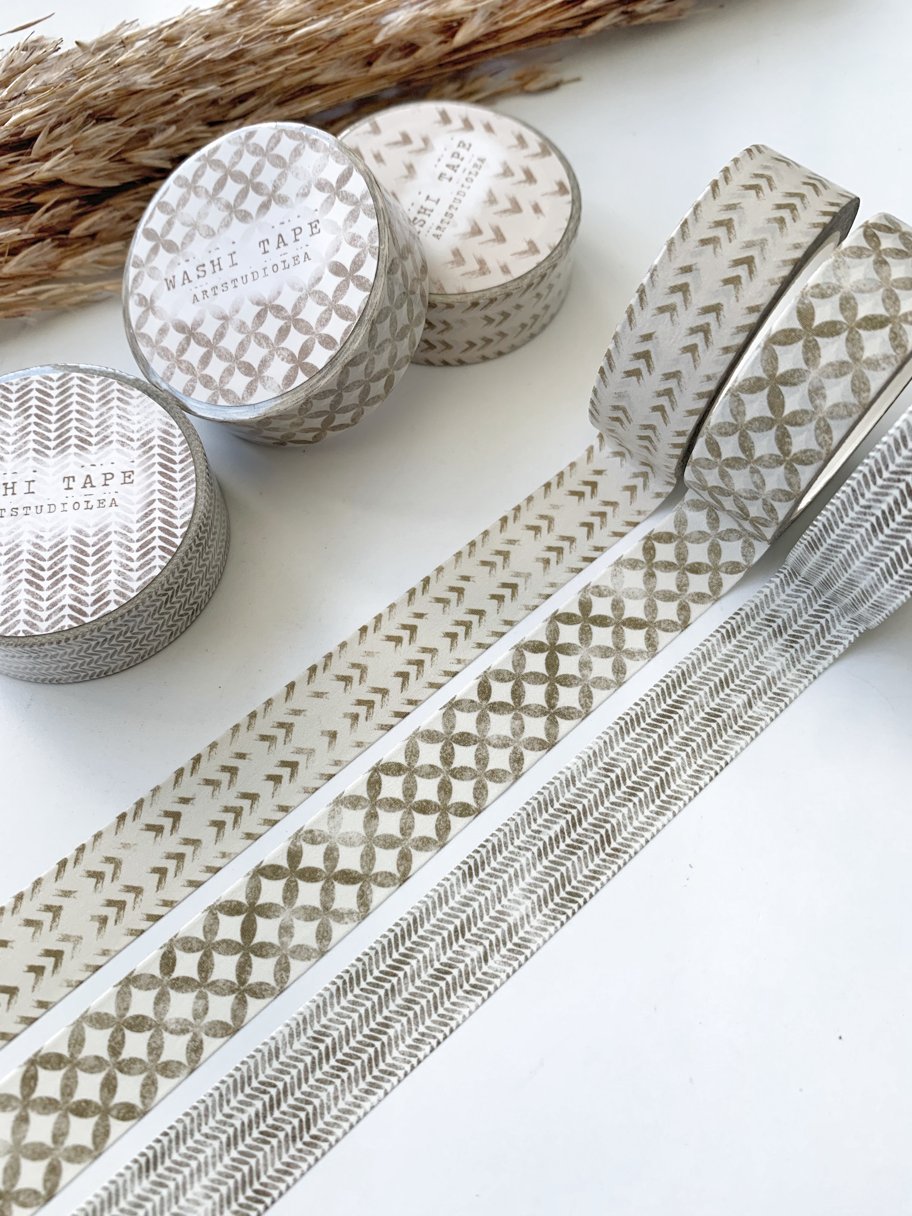 Washi tape Studio Lea -Setje Geometrical patterned zigzag/diamond/leaves