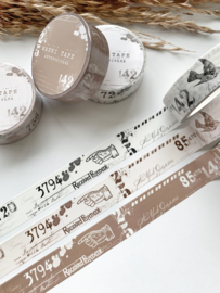 Washi tape Studio Lea - SETJE Vintage Collage Pattern DARK BEIGE WHITE