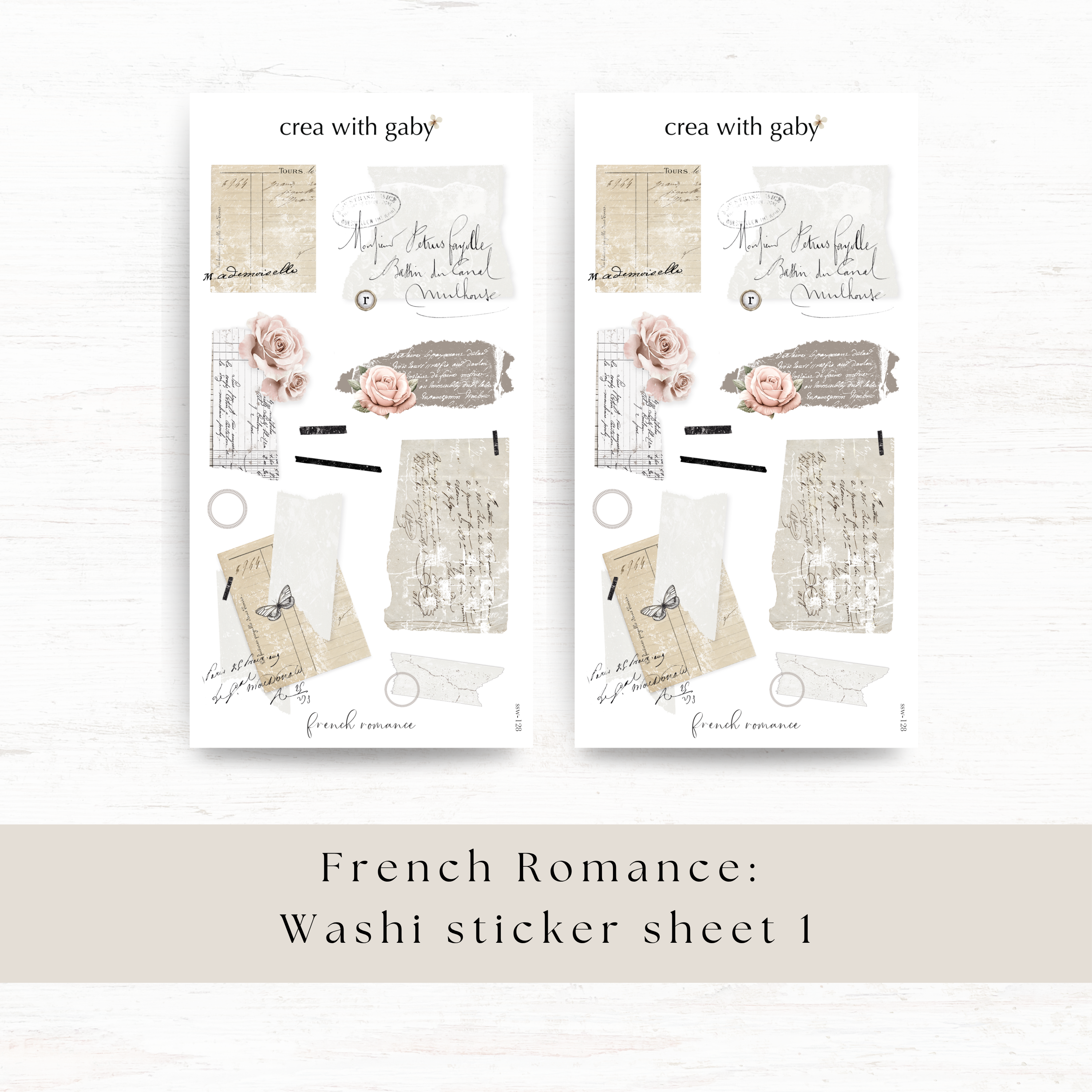 Crea wiht Gaby - Washi sticker - French Romance 1