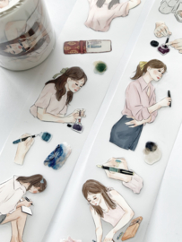 Kiss-cut Pet tape ROL  Fountain Pen Girlie Katkreates