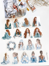 Ma.Journaling  Teal and Blue Festive Girls   Pet sample