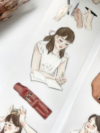 Kiss-cut Pet tape ROL  Fountain Pen Girlie Katkreates