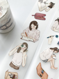Kiss-cut Pet tape ROL  Fountain Pen Girlie Katkreates