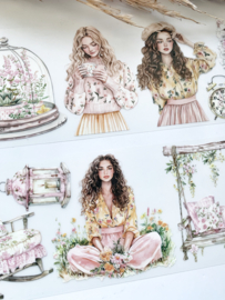 Pink springdag / Daisies denim  Sample 2.5 meter
