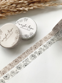 Washi tape Studio Lea - Vintage Whimsical Flower BEIGE smal
