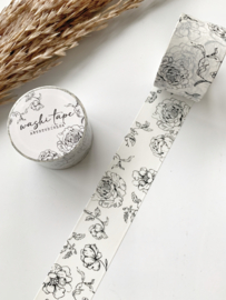 Washi tape Studio Lea -   Vintage Whimsical Flower BLACK