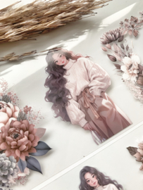 Pet tape Rol Bloemen / Girls Beige